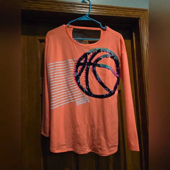 Justice Coral Sequin Basketball Long Sleeve Tee - Picture 2 of 11